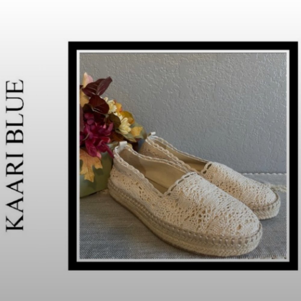 NEW KAARI BLUE Beige Crochet Flats - 7 1/2